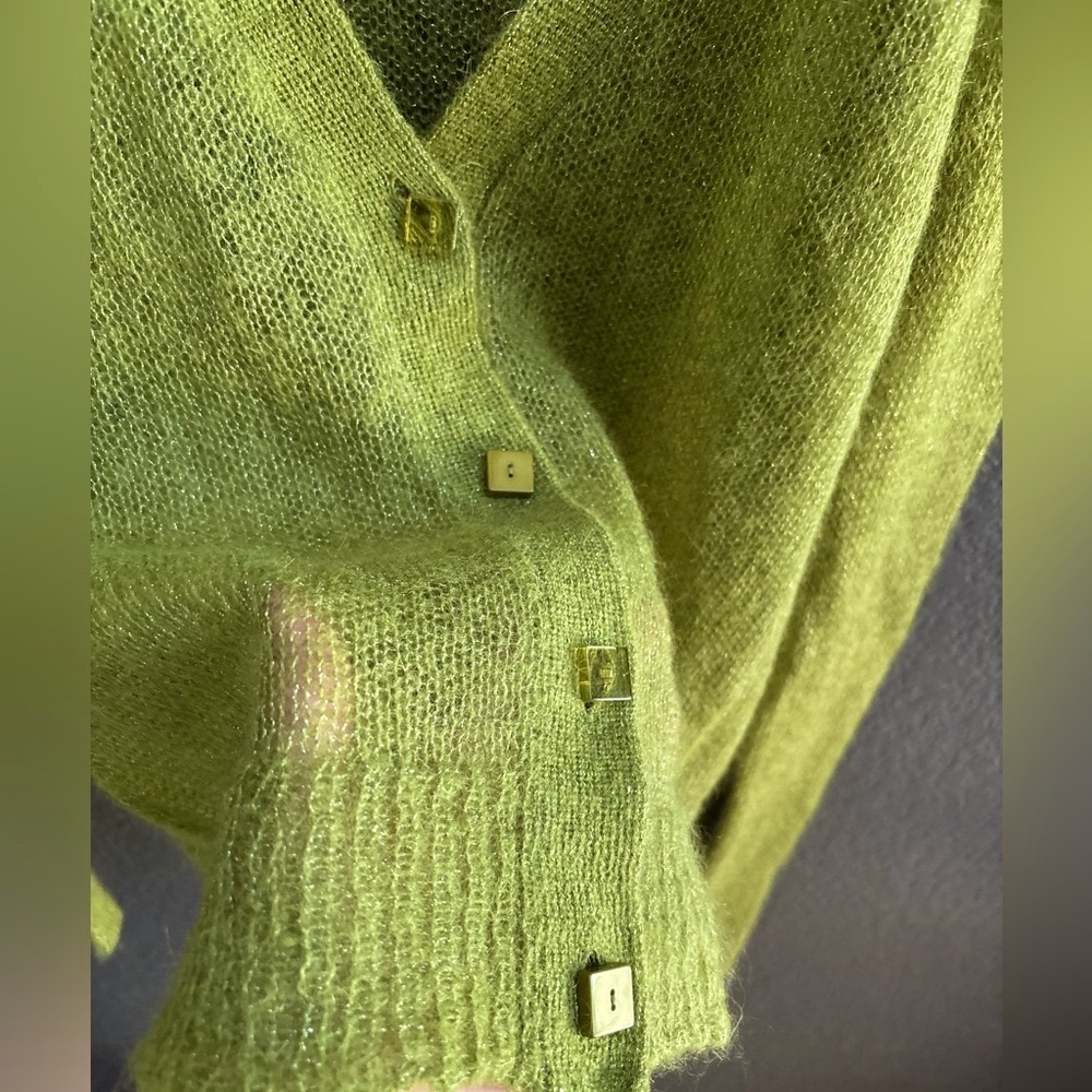 Anthropologie CHARLIE&ROBIN: Mohair Green Women's Cardigan - Picture 4 of 14